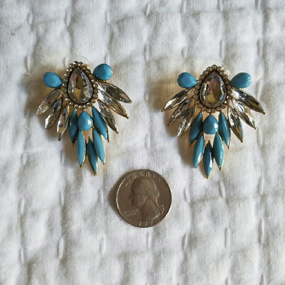 Blue Statement Earrings - Picture 4 of 4