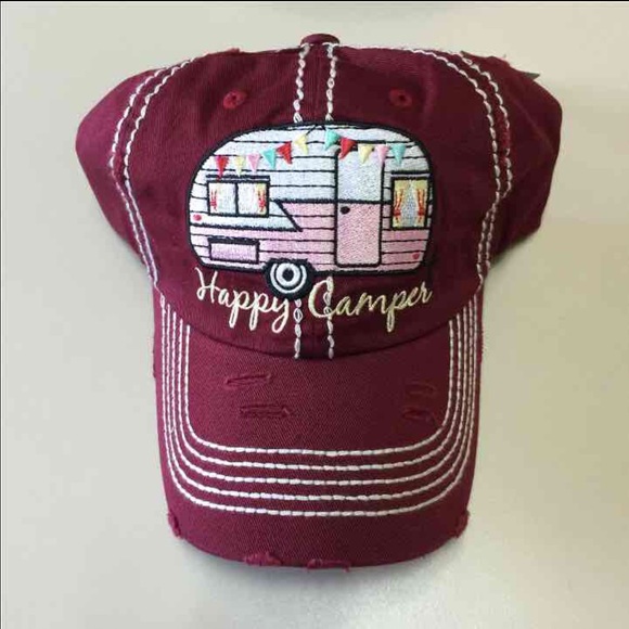 Happy camper vintage style baseball cap