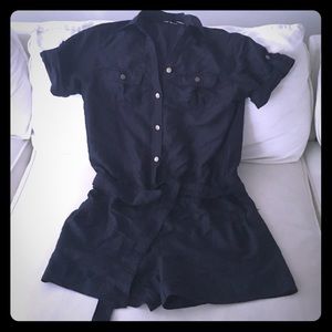 Black romper shorts set