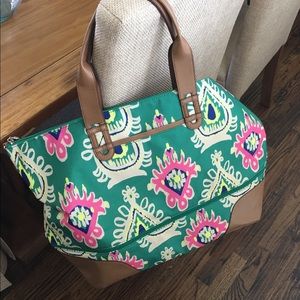 Stella & Dot Getaway Bag - Green Ikat