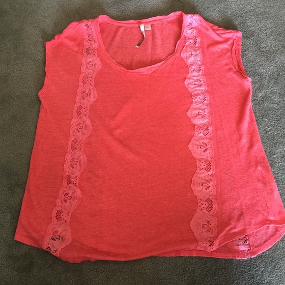 Lauren Conrad coral linen shirt - Picture 1 of 4