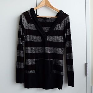 BUFFALO David Bitton STRIPED hoodie V NECK sweater