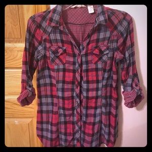 Soft Derek Heart Button Up Light Flannel Juniors