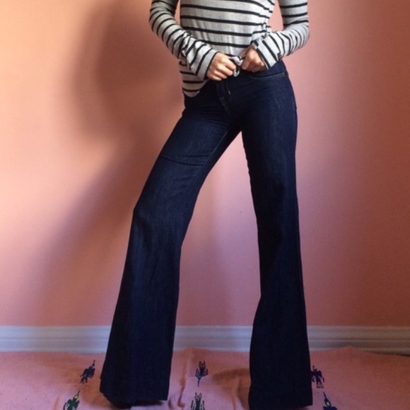 J Brand Monroe Dark Denim Wide Leg Flare Jeans
