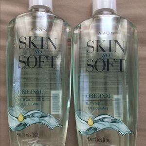 Two Avon 16.9 oz skin so soft bath oil original