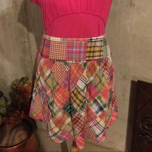 CAbi plaid cotton skirt