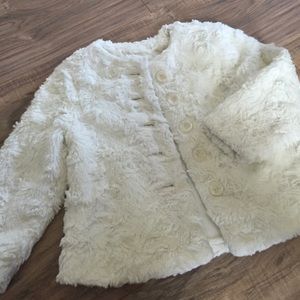 White fur kid jacket size 3