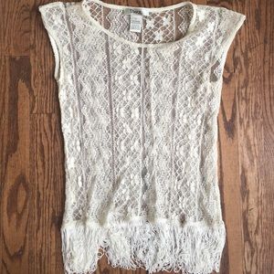 Lace fringe top