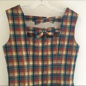 Vintage 1970s Plaid Sheath Dress Size S