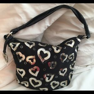 Small black purse with Silver Hearts 💜