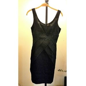 Black stitch tuck damask print party dress