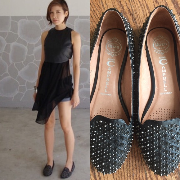 Jeffrey Campbell Silver Spike Loafers