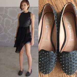 Jeffrey Campbell Silver Spike Loafers