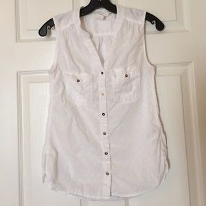 Cute White Button Down Top / Size 4