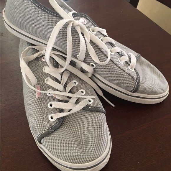 Gray Gingham Patterned Lace Up Vans