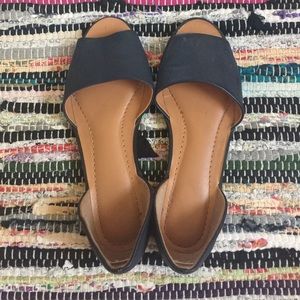 Navy Blue Peep Toe Flats
