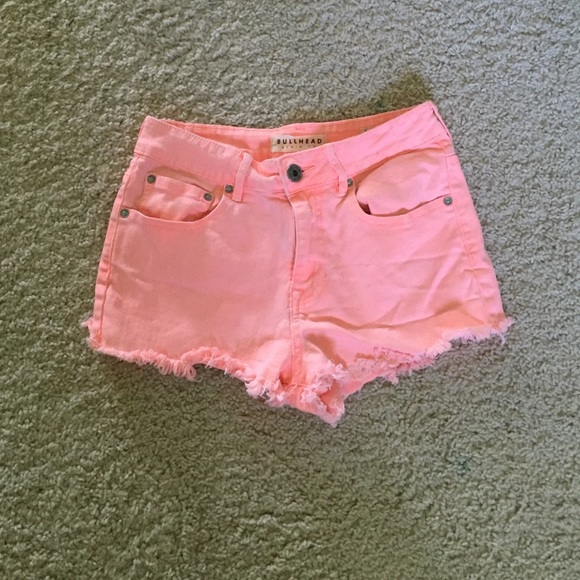 High waste neon pink Jean shorts