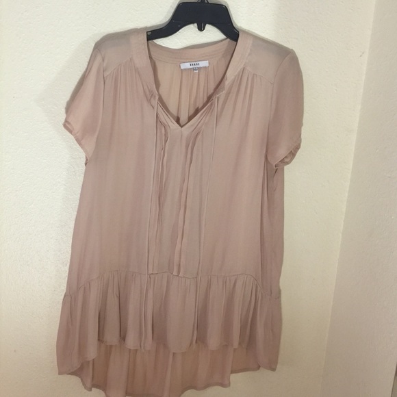 Tie neck ruffle hem blouse