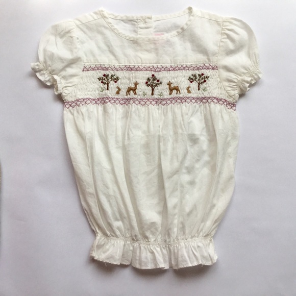 Janie and Jack Smocked Embroidered Top Girls Sz 5T