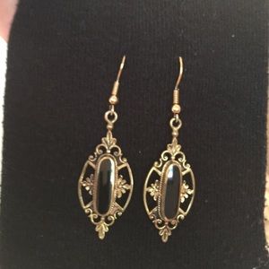 Black onyx and gold earrings