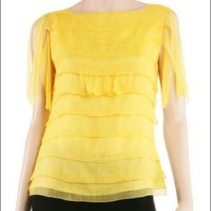 Leon Max Sz L 100% Silk Loose Cap Sleeves Blouse