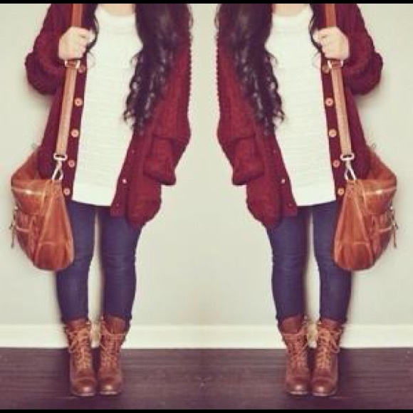 Brown combat boots