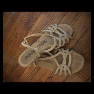 Burlap material Sandal Wedges