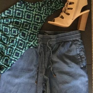 Forever 21 Denim Trousers w/ Elastic Waistband