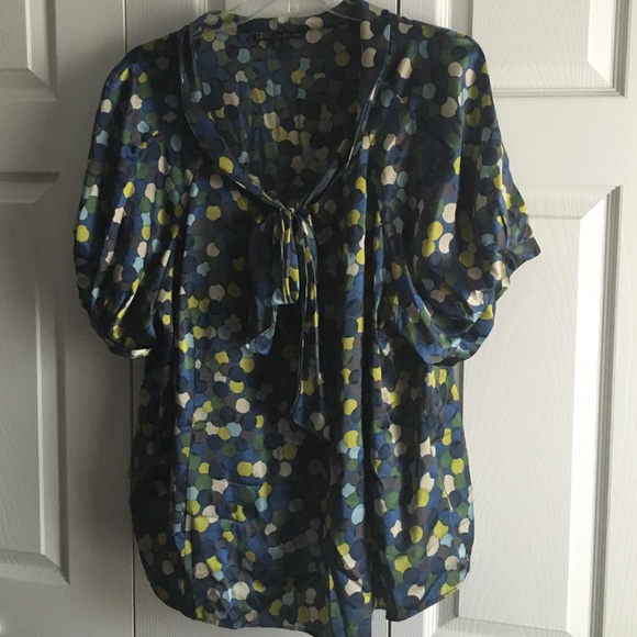 Lafayette 148 Silk Pussybow Puff Sleeve Blouse