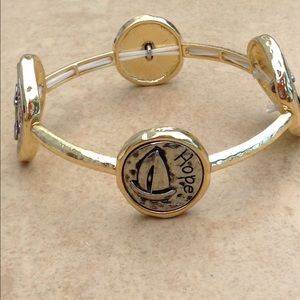 Two Tone Hope Anchors the Soul Stretch Bracelet