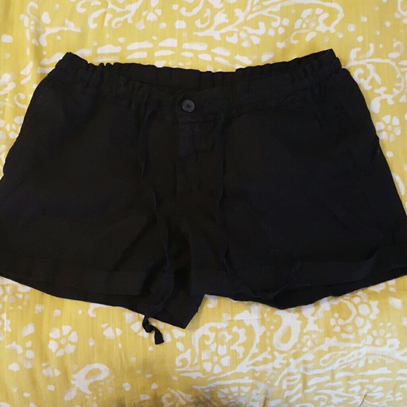 Black cotton draw string shorts