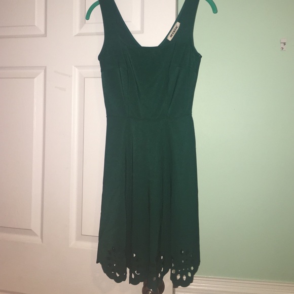 ModCloth green floral hem dress