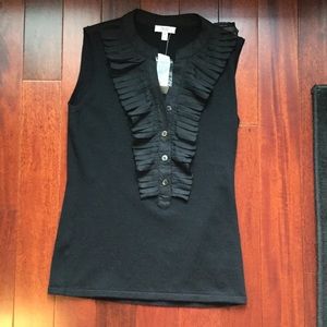 Cache Ruffled front tank Black Size S NWT
