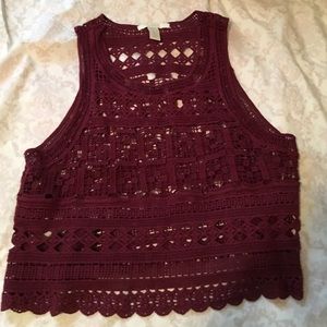Crochet knit cropped top