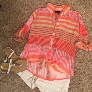Coral and yellow summer long sleeved