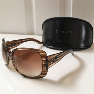 Gucci Brown Glitter Round Sunglasses