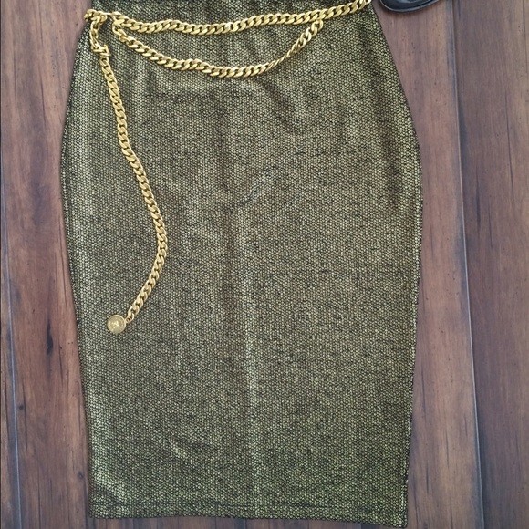 Gold Bodycon Skirt - Picture 3 of 5