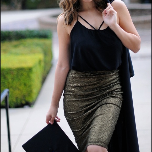 Gold Bodycon Skirt - Picture 4 of 5