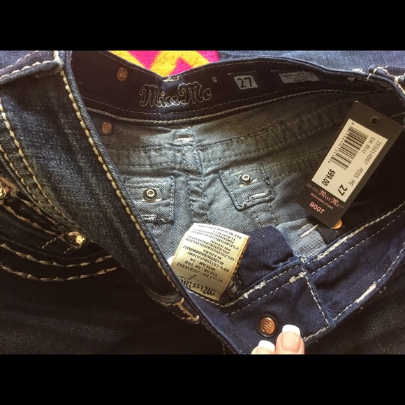 Miss Me Signature Rise Boot Cut Jeans Dark Blue 27 - Picture 4 of 4