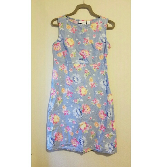 LIZ CLAIBORNE denim floral dress size 6