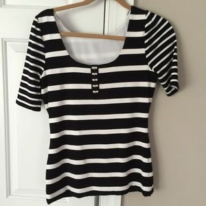 Black & white stripe White House Black Market top