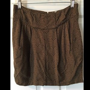 Brown and black geometric print mini skirt