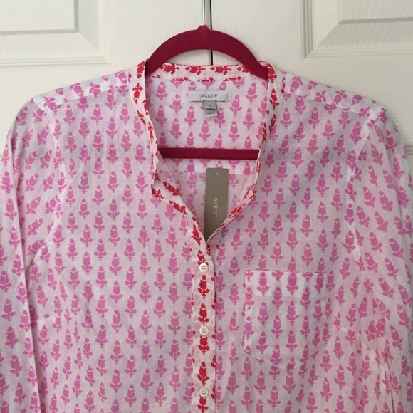 J. Crew Tops - 🆕 J Crew NWT Pink Thistle Print Popover