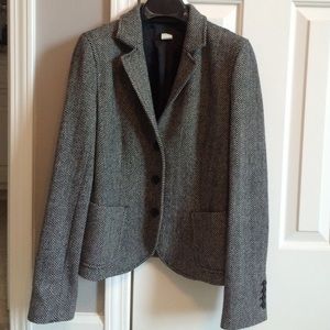 J.Crew Wool Herringbone Blazer (Black & White)