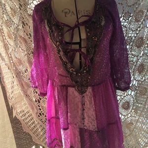 Free People boho peasant  tunic dress sz small