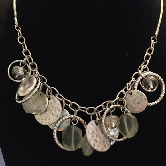 Mint green charm necklace.