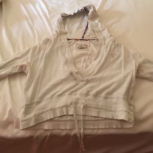 Long sleeve hooded crop coverup