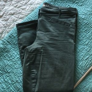 Skinny crop olive green khakis