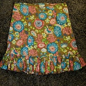 CHEROKEE100%cotton vintage floral ruffle midiskirt