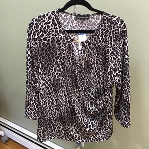 Jones New York leopard print wrap front blouse